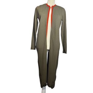 Eva Mendes Open Front Cardigan Long Sleeve Olive House Coat XS/Small Womens